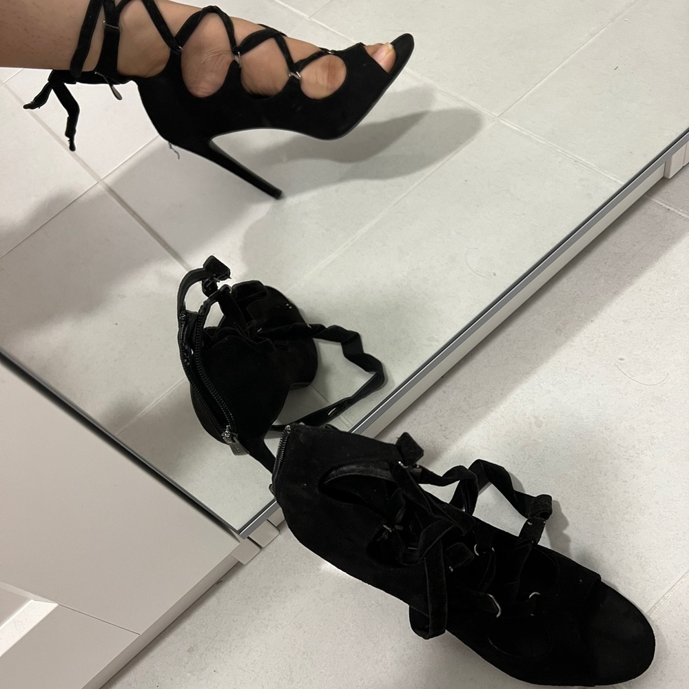 Black lace up heels